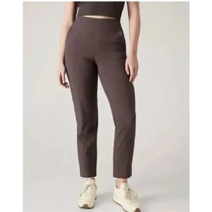 Athleta Brooklyn Rib Side Panel Featherweight Stretch Ankle Pull On Pant Brown